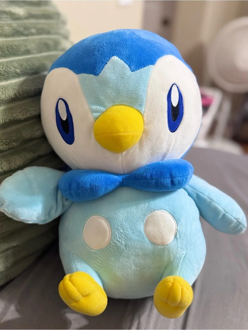 Blue Plush Penguin Small Pet Toy - Soft Light Blue and Yellow